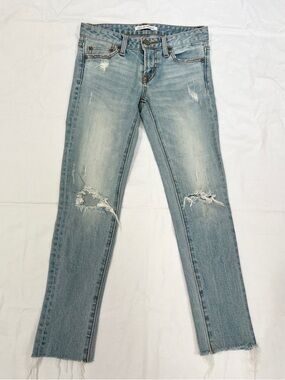 Moussy Light Blue Distressed low rise Skinny Jeans